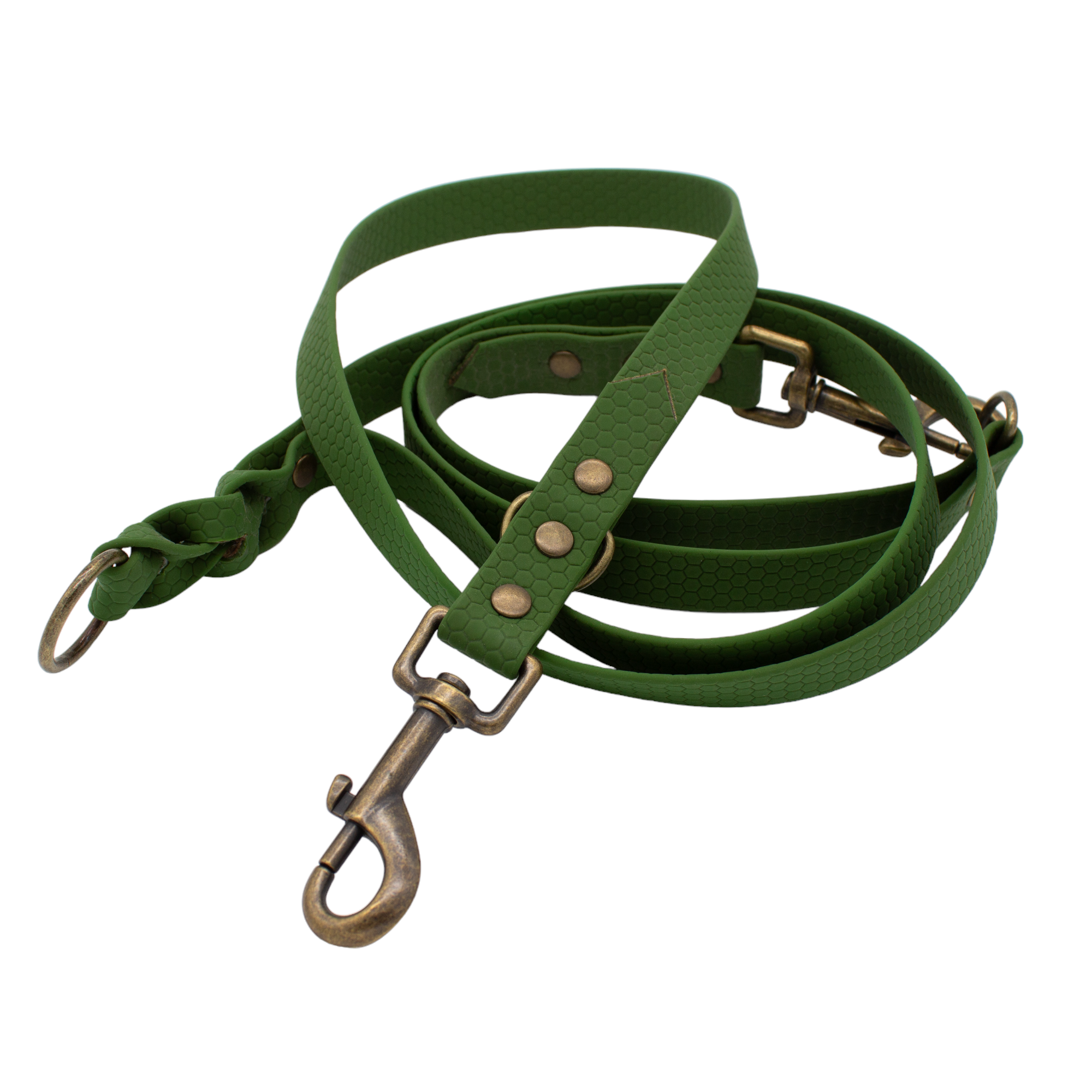 Führleine verstellbar aus PVC HEXA Beschichtet Gurtband - Olivgrün - 1,6 m